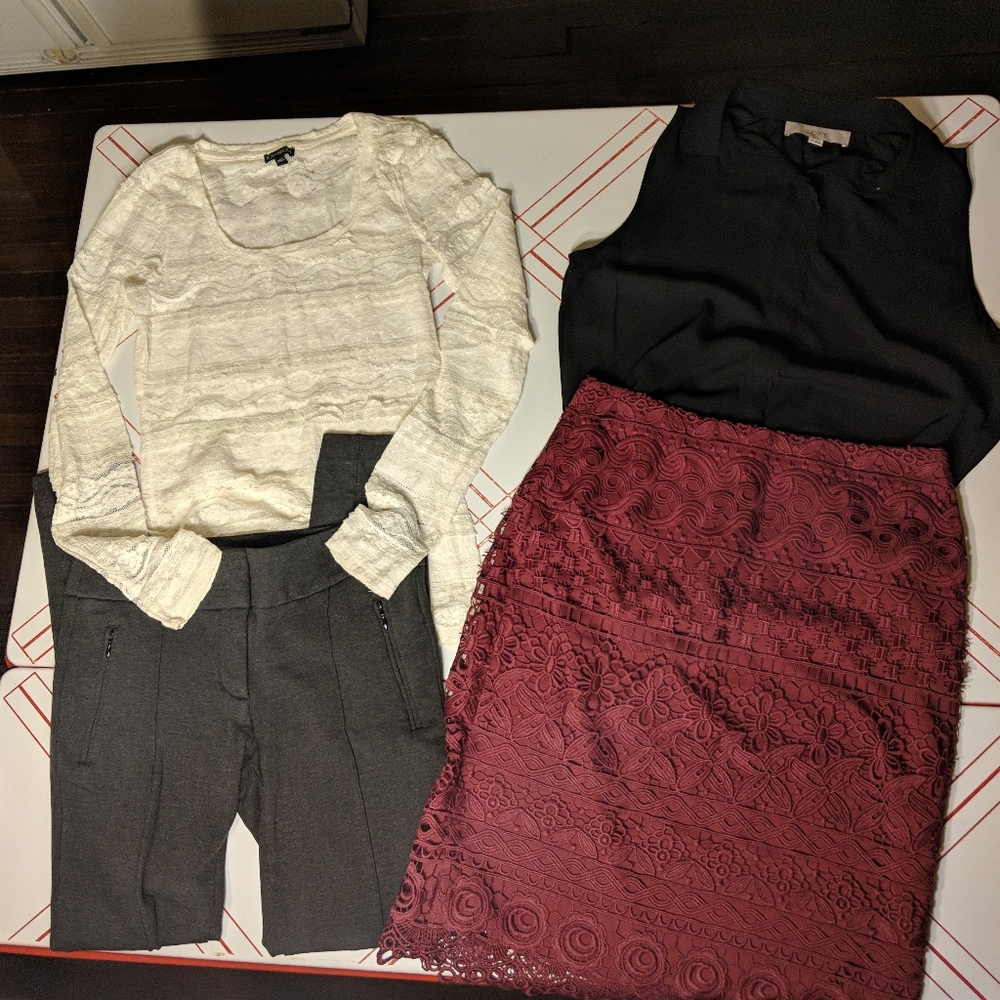 Lace Skirt and Top Lot Loft Express XS